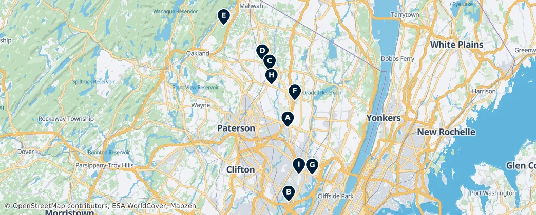 Map of Bergen County
