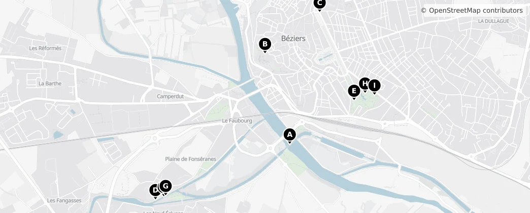Map of Béziers