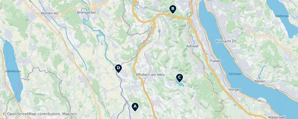 Map of Bezirk Affoltern