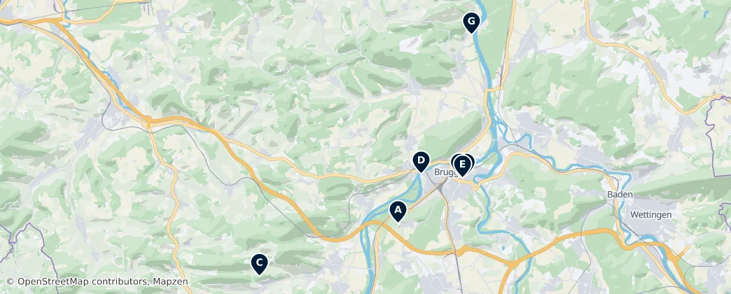 Map of Bezirk Brugg