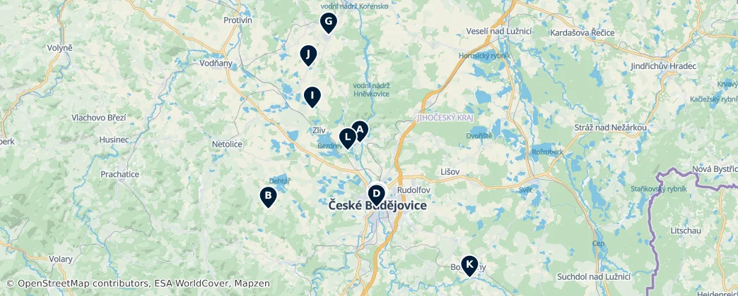 Map of Okres České Budějovice
