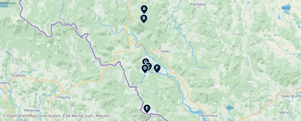 Map of Okres Prachatice