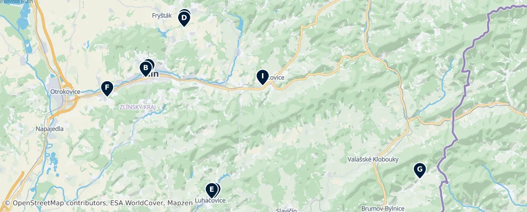 Map of Okres Zlín
