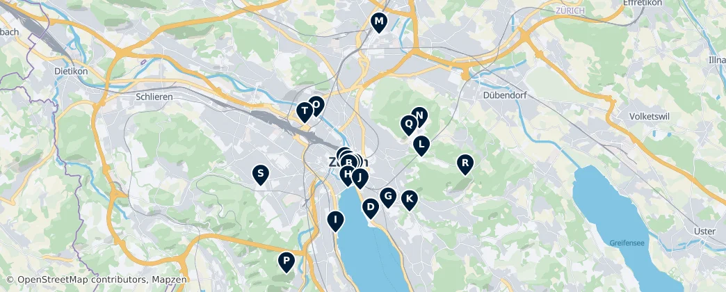 Map of Bezirk Zürich
