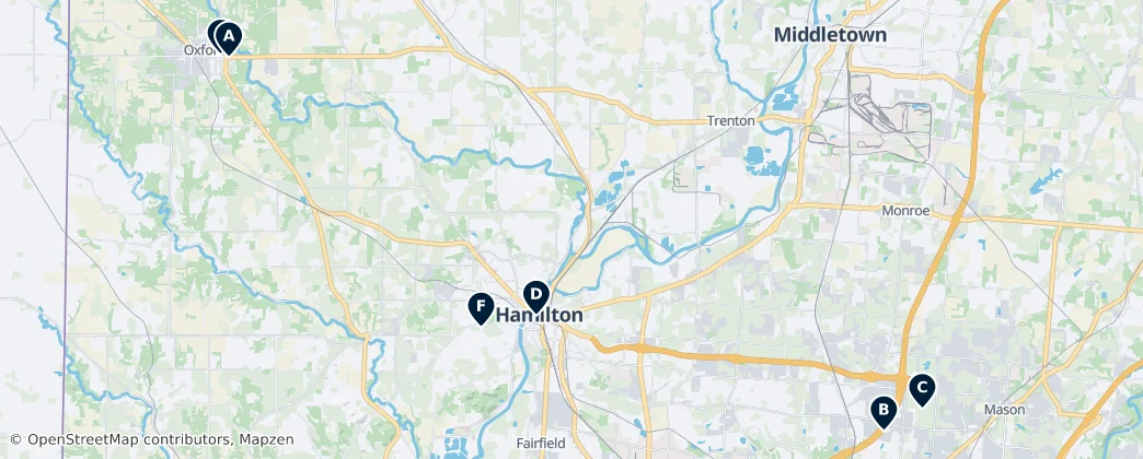 Map of Butler County