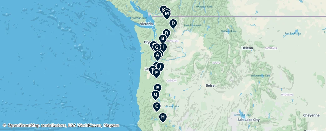 Map of Cascade Range
