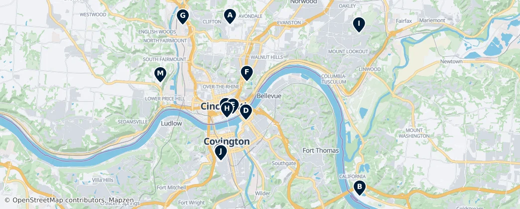 Map of Cincinnati