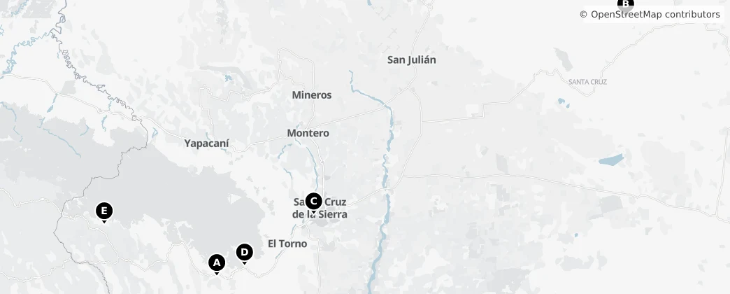 Map of Departamento Santa Cruz