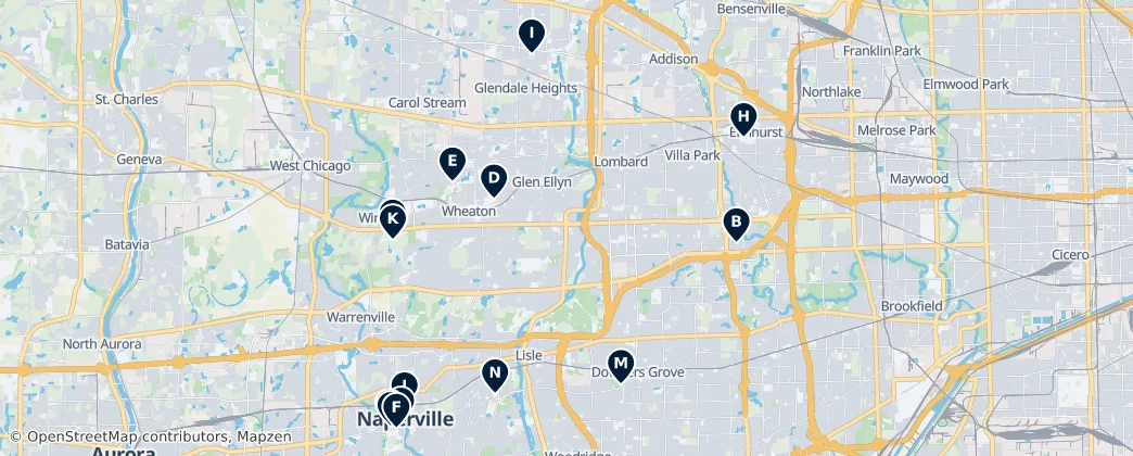 Map of DuPage County