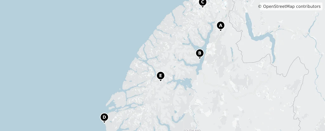 Map of Fiordland-Nationalpark