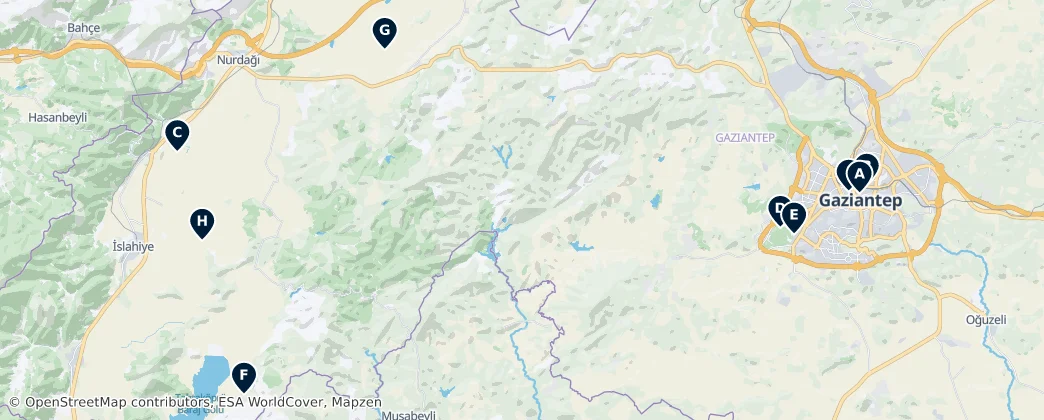 Map of Gaziantep