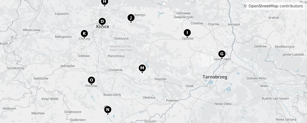 Map of Woiwodschaft Heiligkreuz