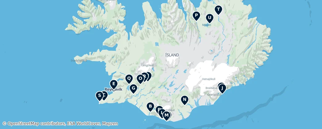 Map of Ísland