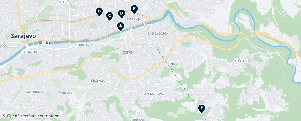 Map of Sarajevo-Stari Grad