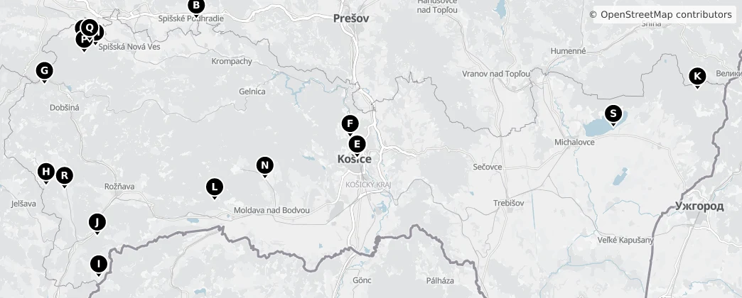 Map of Košický kraj