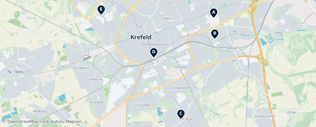 Map of Krefeld