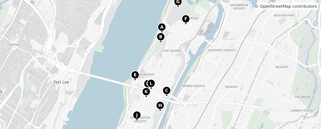 Map of Manhattan Community Board 12