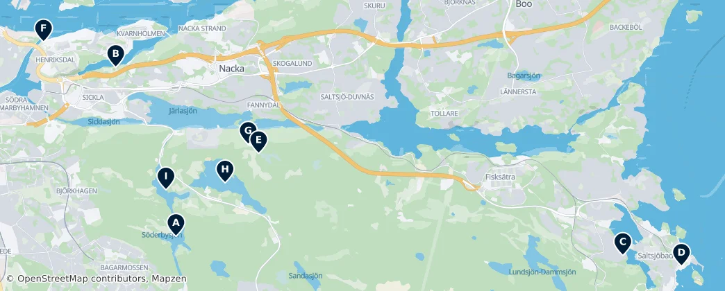 Map of Nacka kommun