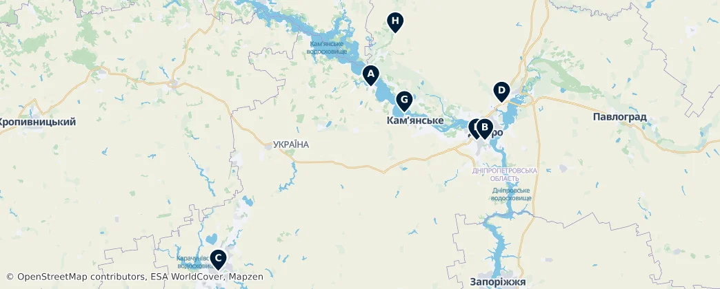 Map of Oblast Dnipropetrowsk