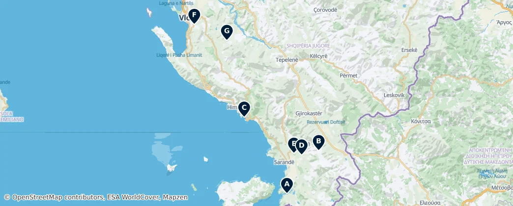 Map of Qark Vlora