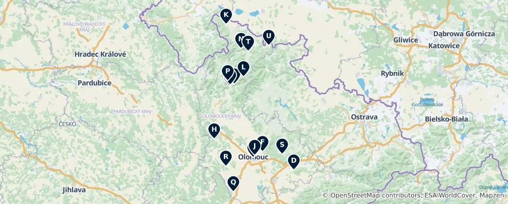 Map of Olomoucký kraj