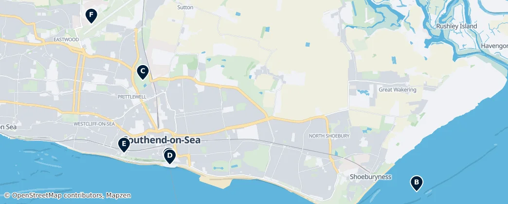 Map of Southend-on-Sea