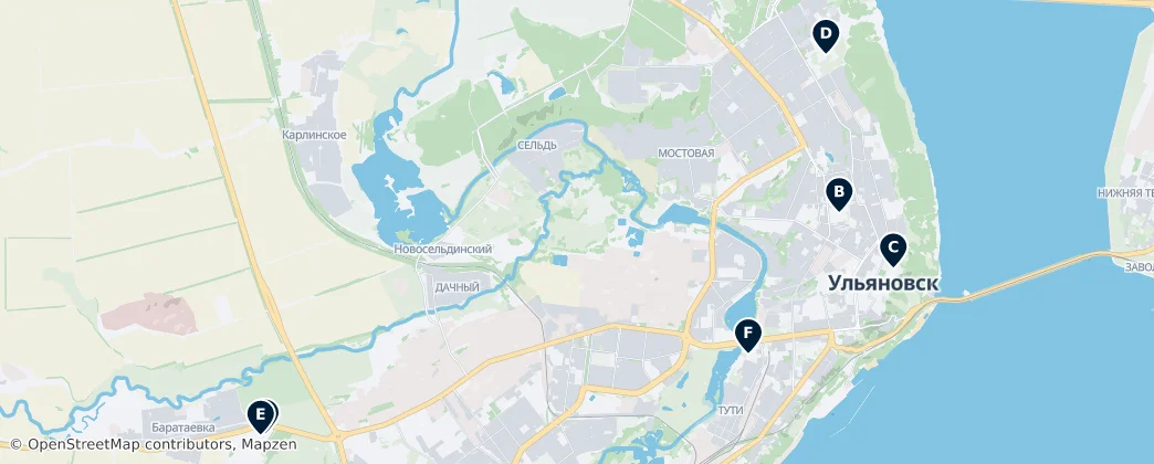 Map of Gorodskoj okrug Ulanovsk