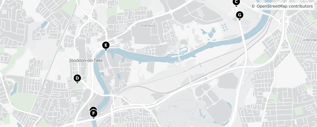 Map of Stockton-on-Tees