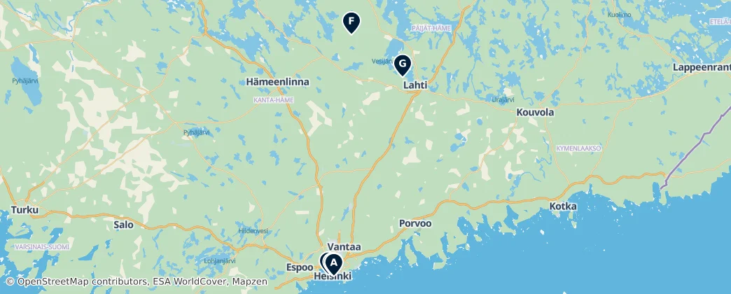 Map of Südfinnland