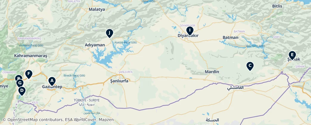Map of Südostanatolien