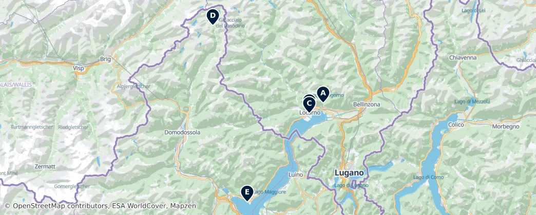 Map of Tessiner Alpen