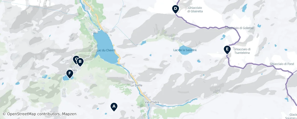 Map of Tignes