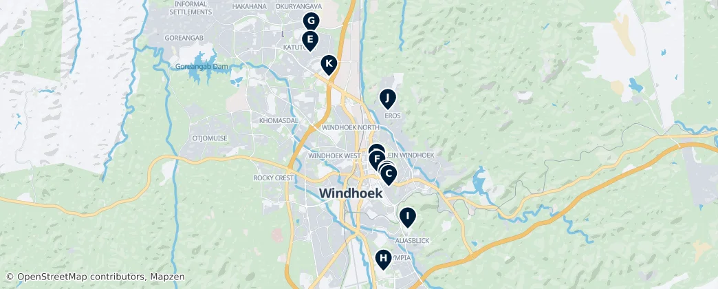 Map of Windhoek