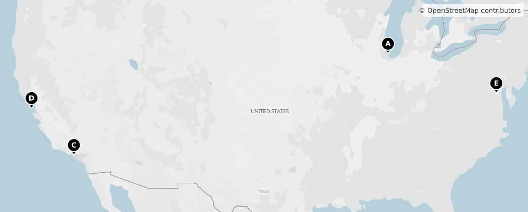 Map of United States of America