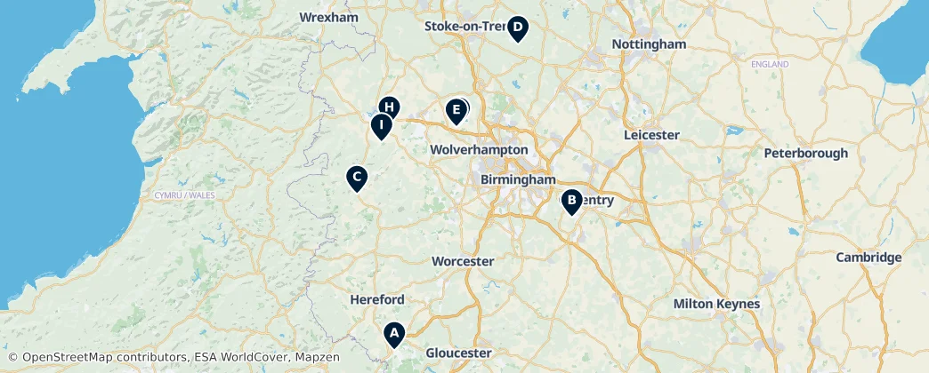 Map of West Midlands
