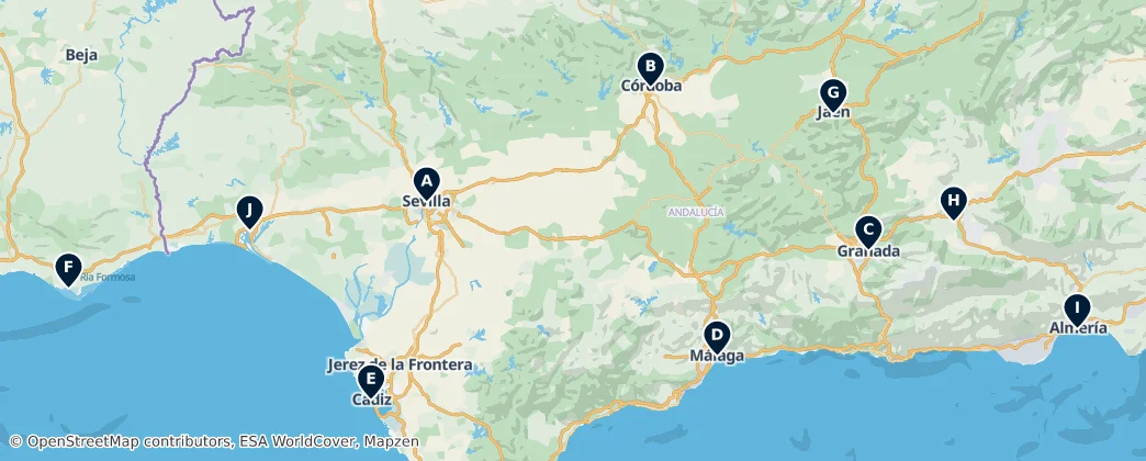 Map of Andalucía