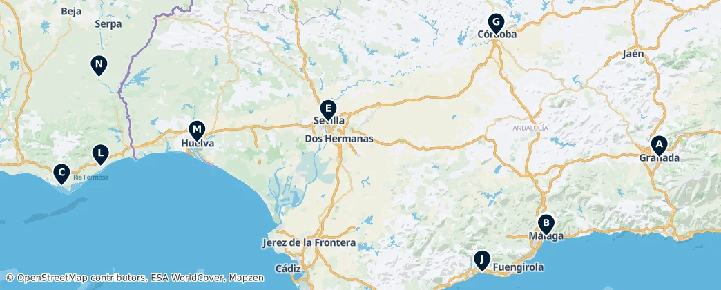 Map of Andalucía