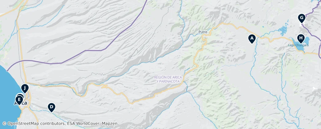 Map of Región de Arica y Parinacota