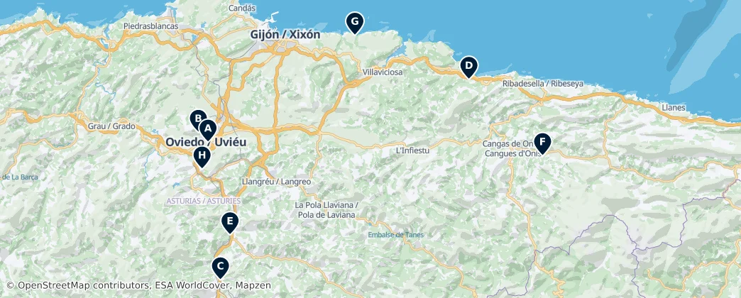 Map of Principado de Asturias