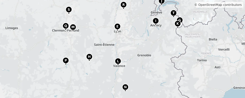 Map of Auvernia-Ródano-Alpes