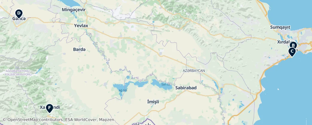 Map of Azerbaiyán
