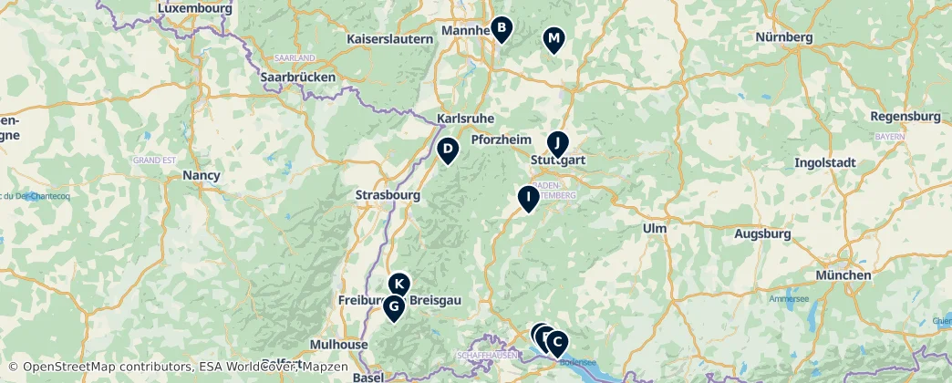 Map of Baden-Wurtemberg
