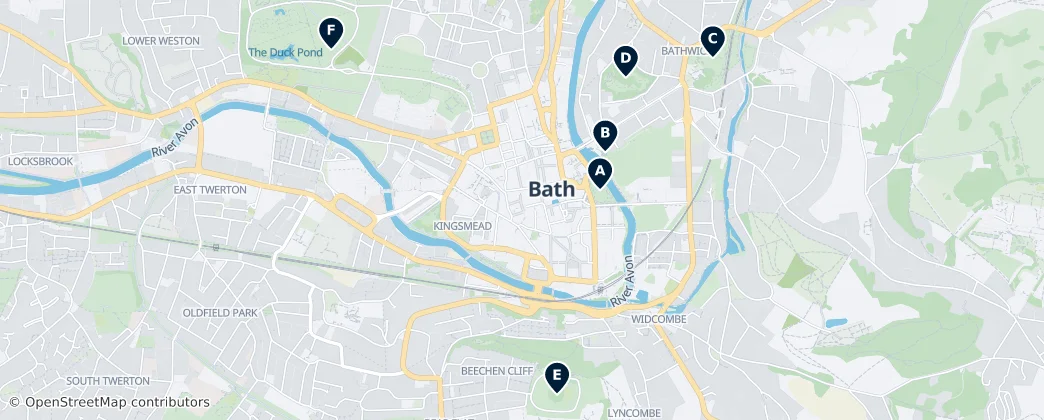 Map of Bath y noreste de Somerset