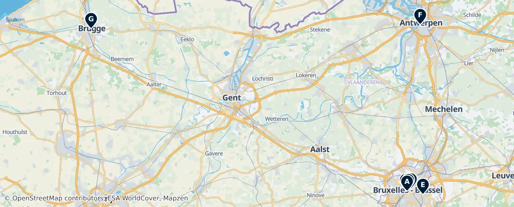 Map of België / Belgique / Belgien (land mass)