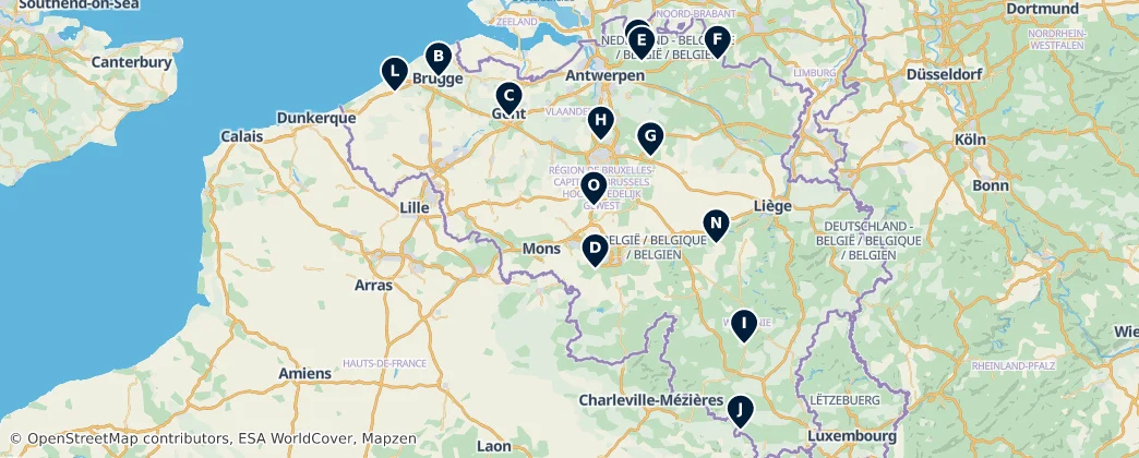 Map of België / Belgique / Belgien (land mass)