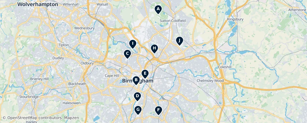 Map of Birmingham