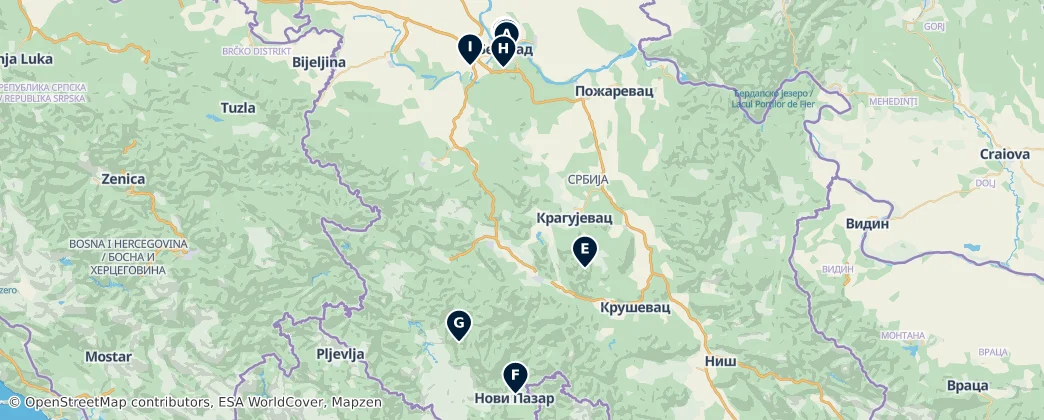 Map of Serbia Central