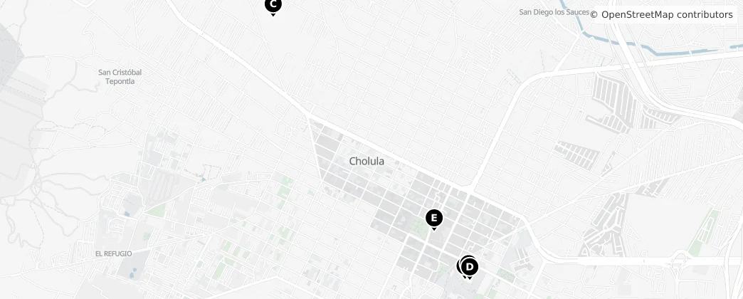 Map of Cholula de Rivadavia