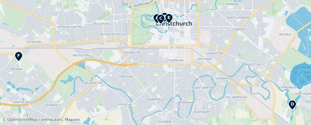Map of Christchurch