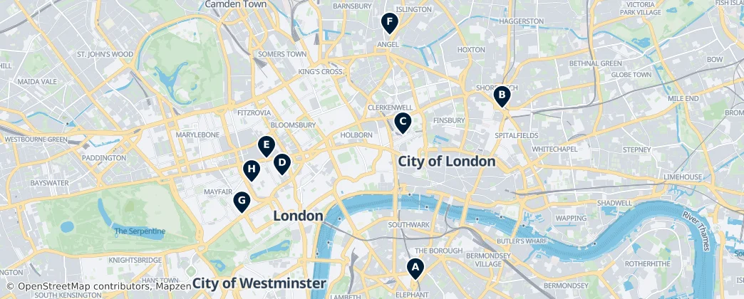 Map of City de Londres